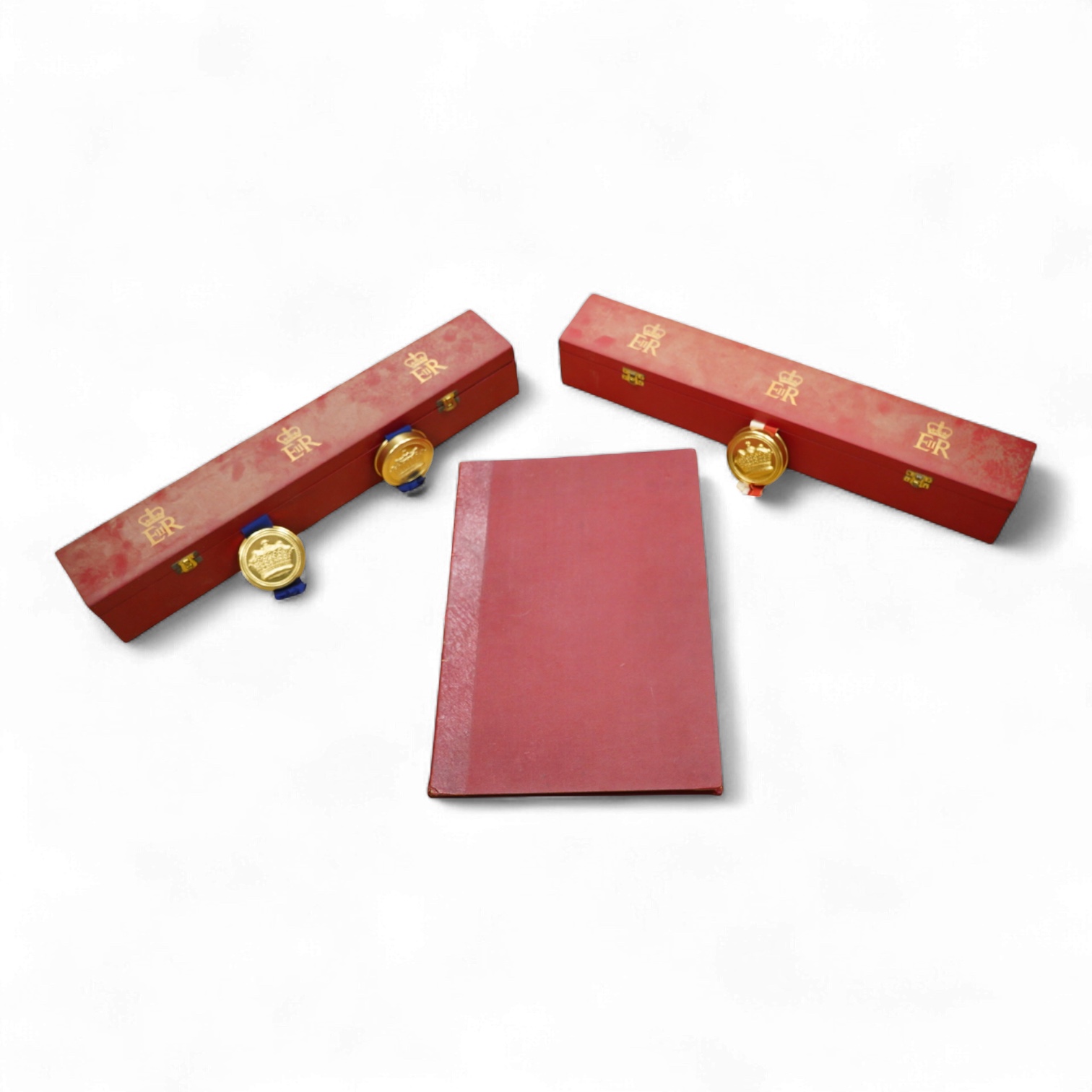 Two EIIR cased grant of arms to Peter Bickersteth and Peter Bickerstaff-Earnshaw together with a book on the pedigree of Bickersteth inscribed to Robert Alexander Bickersteth, 4 Rodney Street Liverpool